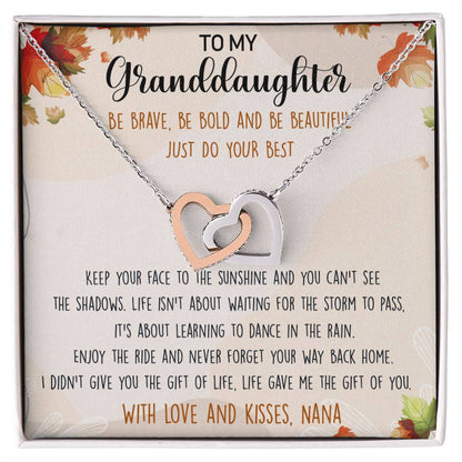 To My Granddaughter Interlocking Hearts Necklace Message Card