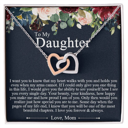 To My Daughter Necklace Gift To Daughter From Mom Mother Daughter Necklace Interlocking Hearts Necklace