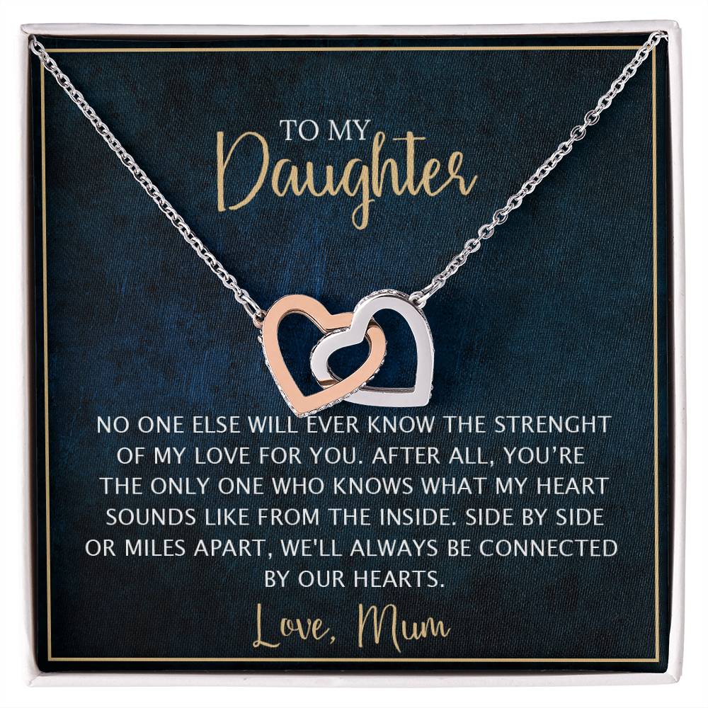 To My Daughter - Unique Heart Bonding Necklace Gift Set Interlocking Hearts Necklace