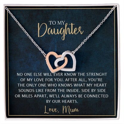 To My Daughter - Unique Heart Bonding Necklace Gift Set Interlocking Hearts Necklace