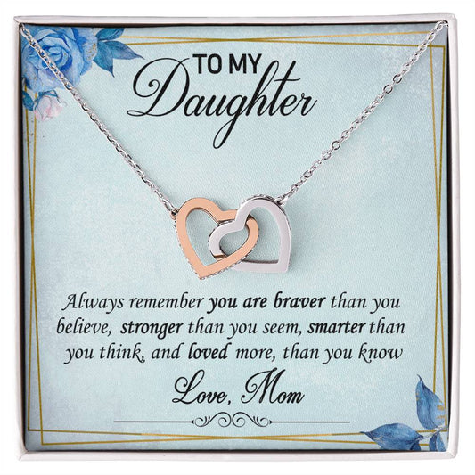 To My Daughter Interlocking Hearts Necklace Message Card