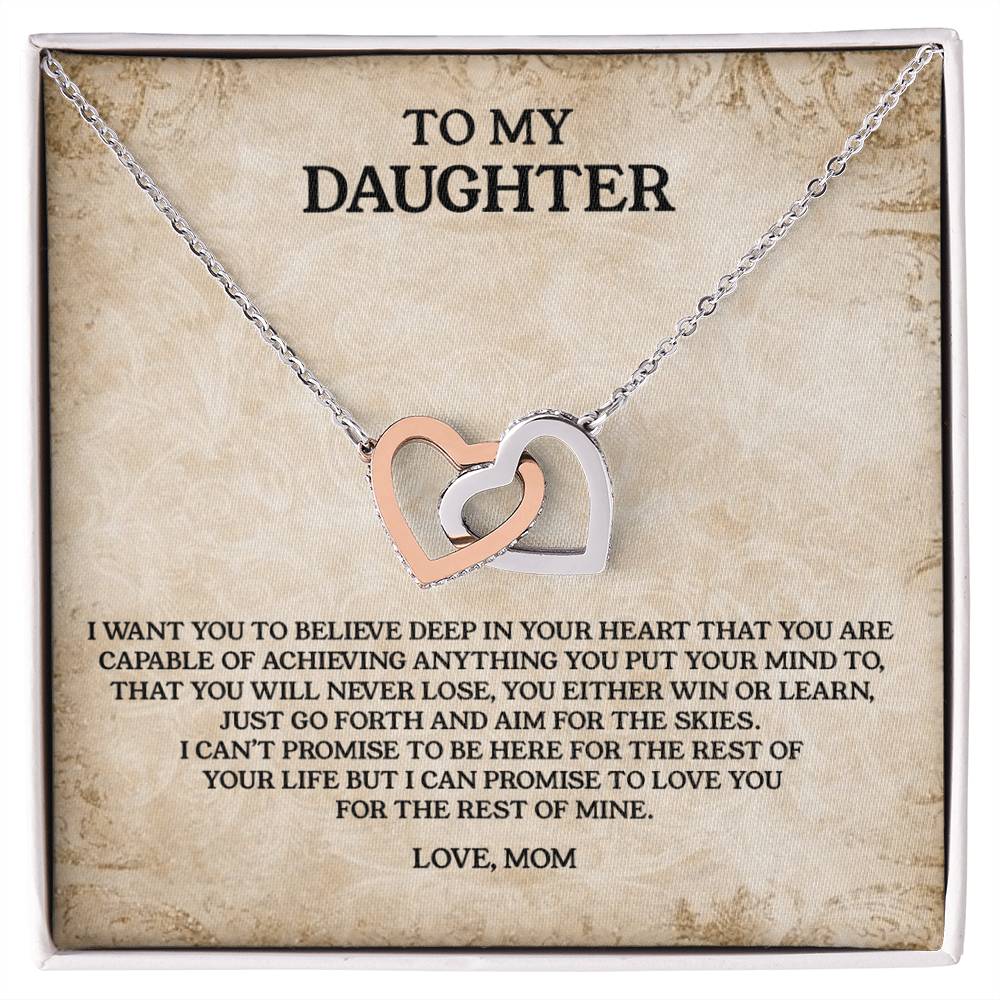 To My Daughter - Love Mom Interlocking Hearts Necklace