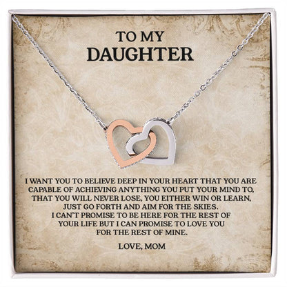 To My Daughter - Love Mom Interlocking Hearts Necklace