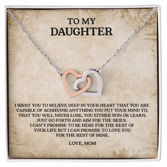 To My Daughter - Love Mom Interlocking Hearts Necklace