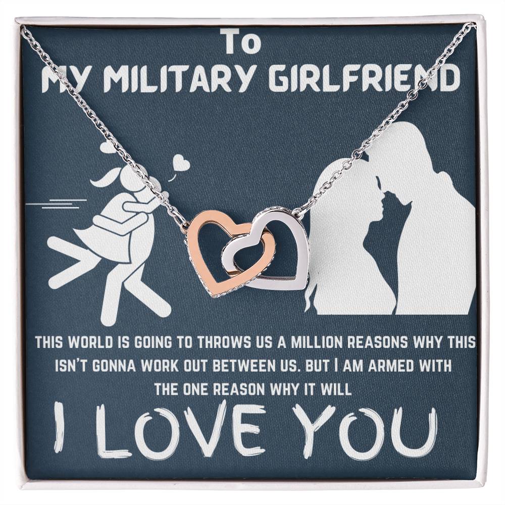 Gift For Military Girlfriend Interlocking Hearts Necklace