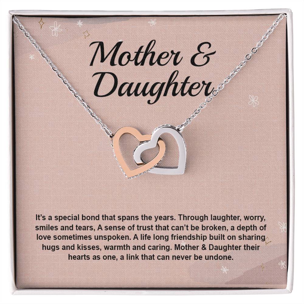 Mother Daughter It'S A Special Bond That Spans The Years Interlocking Hearts Necklace