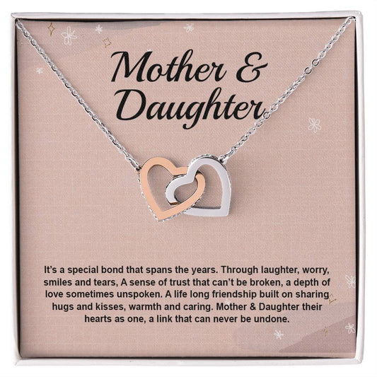 Mother Daughter It'S A Special Bond That Spans The Years Interlocking Hearts Necklace