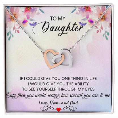 To My Daughter Necklace Daughter Necklace From Mom And Dad Personalized Daughter Interlocking Hearts Necklace Gift Daughter Birthday Gift
