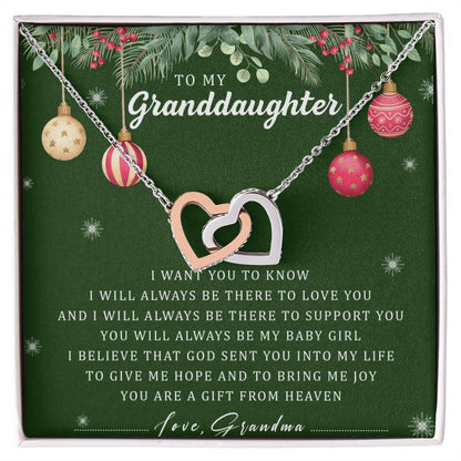 To My Granddaughter Interlocking Hearts Necklace Message Card