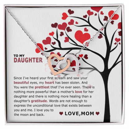 To My Daughter - I Saw Your Beautiful Eyes - Necklace Interlocking Hearts Necklace
