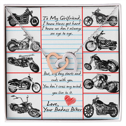 To My Girlfriend Interlocking Hearts Necklace