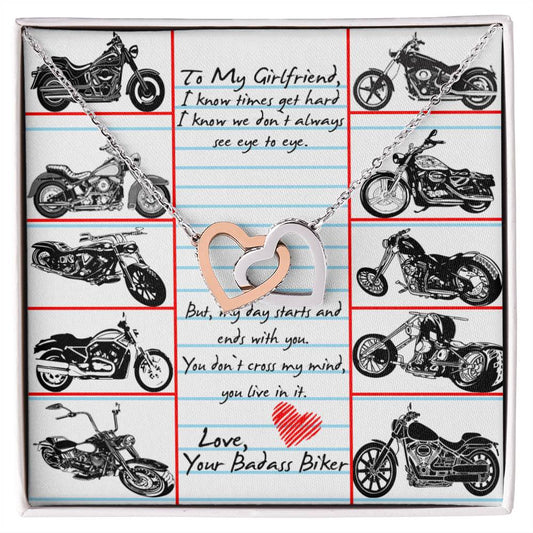 To My Girlfriend Interlocking Hearts Necklace