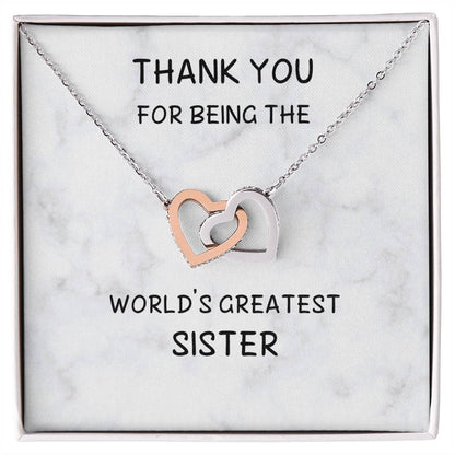 Thank You World'S Greatest Sister Interlocked Hearts Necklace Interlocking Hearts Necklace