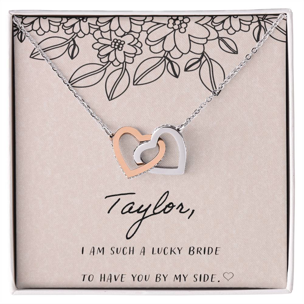 I Am Such A Happy Bride Interlocking Hearts Necklace
