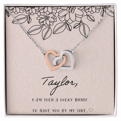 I Am Such A Happy Bride Interlocking Hearts Necklace