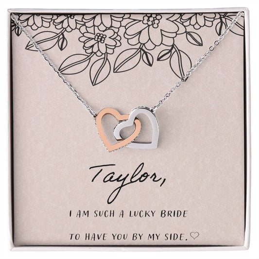 I Am Such A Happy Bride Interlocking Hearts Necklace