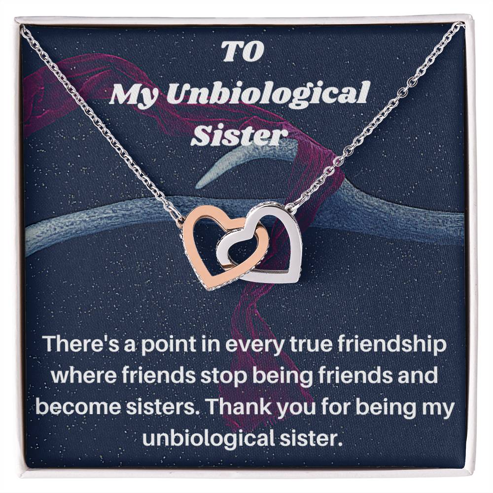 Unbiological Sister Gift Best Friend Necklace Big Little Sorority Soul Sister Bridesmaid Gift 14Kt Gold Filled Interlocking Hearts Necklace