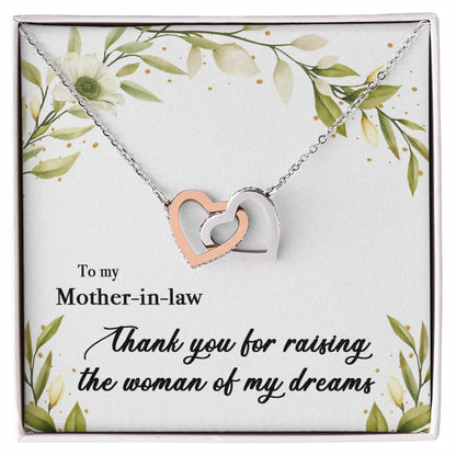 To My Mother In Law - Thank You For Raising The Woman Of My Dreams Interlocking Hearts Necklace