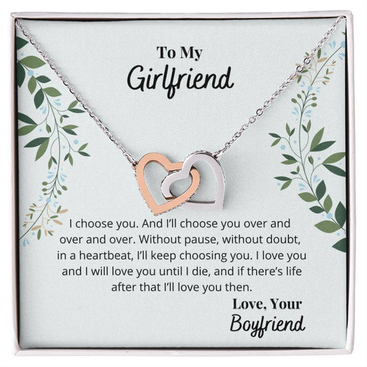 To My Girlfriend - I'Ll Always Love You Necklace Interlocking Hearts Necklace