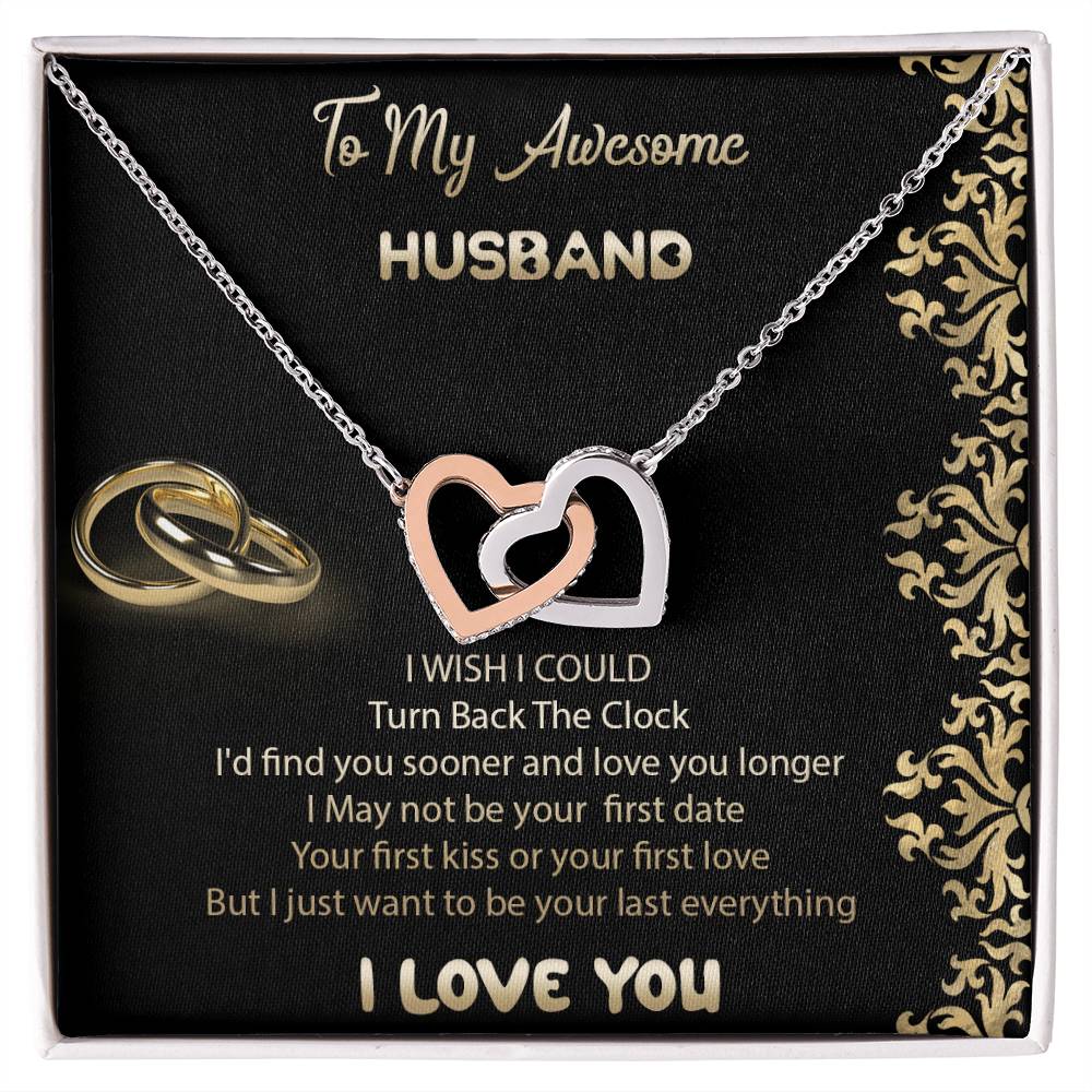 To My Awesome Husband Interlocked Hearts Necklace Interlocking Hearts Necklace
