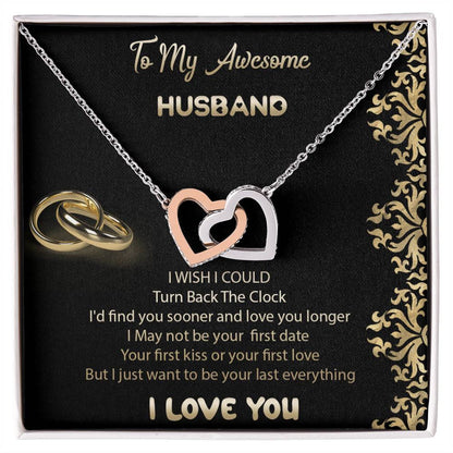 To My Awesome Husband Interlocked Hearts Necklace Interlocking Hearts Necklace