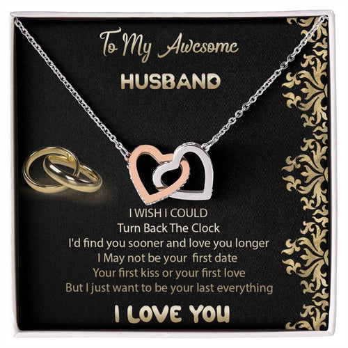 To My Awesome Husband Interlocked Hearts Necklace Interlocking Hearts Necklace