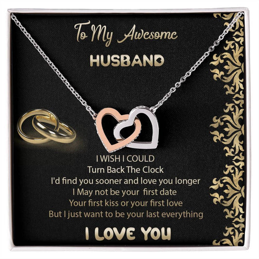 To My Awesome Husband Interlocked Hearts Necklace Interlocking Hearts Necklace