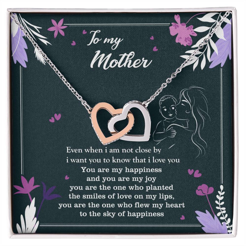To My Mother - Two Hearts Neckalce Interlocking Hearts Necklace
