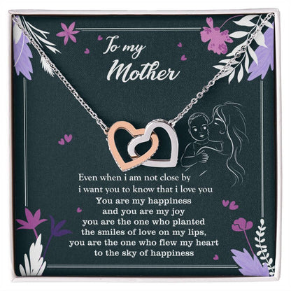 To My Mother - Two Hearts Neckalce Interlocking Hearts Necklace