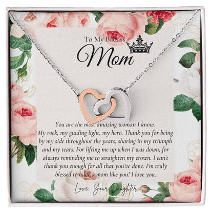 To My Beautiful Mom Necklace Badass Mom Gift Mother’S Day Gift Birthday Gift Gift From Daughter On Wedding Day Interlocking Hearts Necklace
