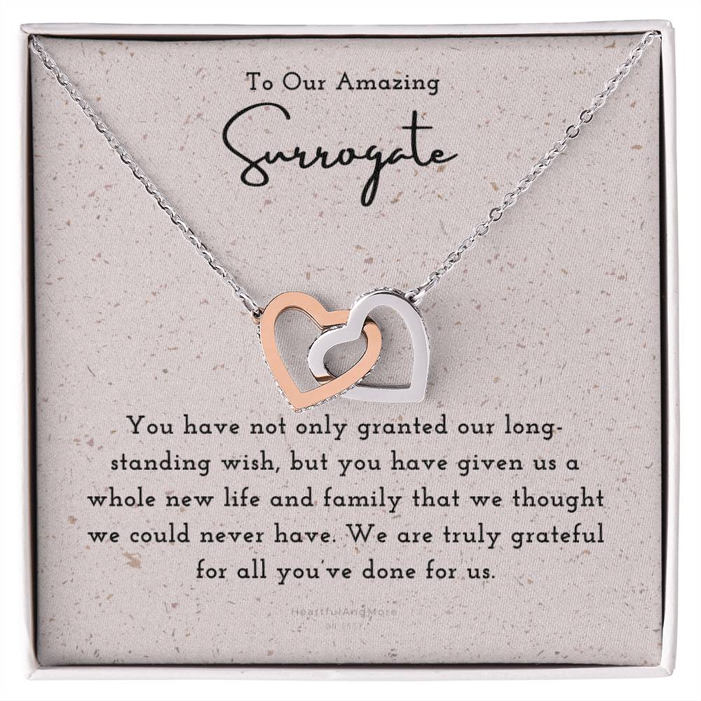 Surrogate Appreciation Gift Surrogate Gift Surrogate Gift With Message Card Surrogate Transfer Day Thank You Gift Interlocking Hearts Necklace