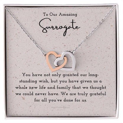 Surrogate Appreciation Gift Surrogate Gift Surrogate Gift With Message Card Surrogate Transfer Day Thank You Gift Interlocking Hearts Necklace