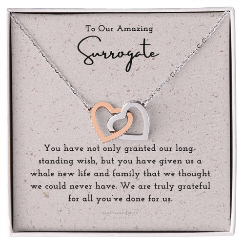 Surrogate Appreciation Gift Surrogate Gift Surrogate Gift With Message Card Surrogate Transfer Day Thank You Gift Interlocking Hearts Necklace