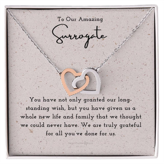 Surrogate Appreciation Gift Surrogate Gift Surrogate Gift With Message Card Surrogate Transfer Day Thank You Gift Interlocking Hearts Necklace