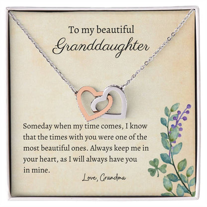 To My Granddaughter - Always In My Heart - Necklace Interlocking Hearts Necklace