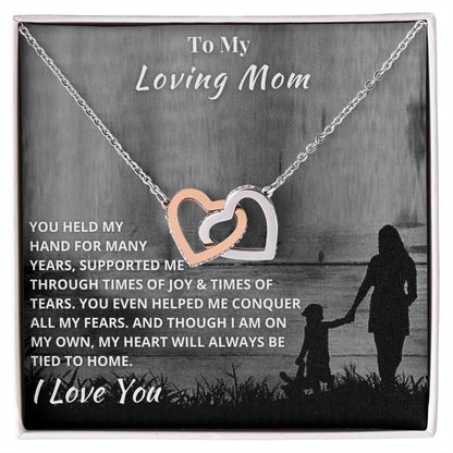 To My Mom - Hold My Hand Forever - Necklace Interlocking Hearts Necklace