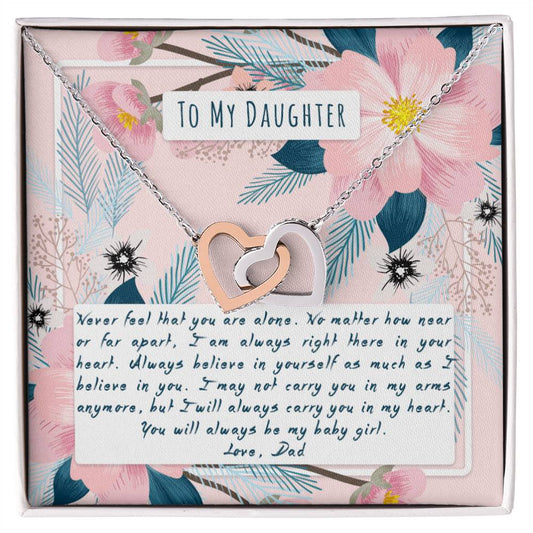To My Daughter Interlocking Hearts Necklace