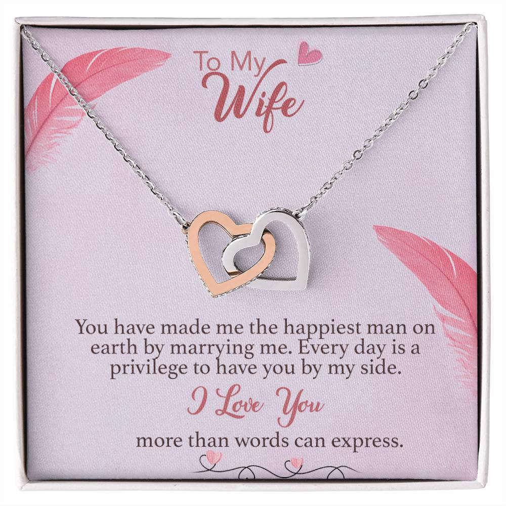 To Wife Interlocking Hearts Necklace