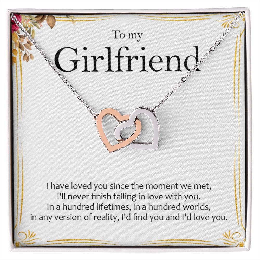To My Girlfriend - Love Card And Necklace S005 Interlocking Hearts Necklace