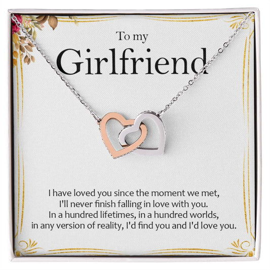 To My Girlfriend - Love Card And Necklace S005 Interlocking Hearts Necklace