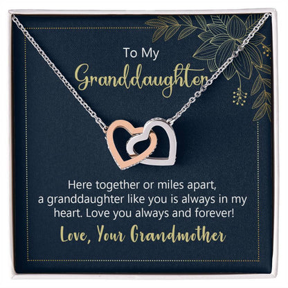 Interlocking Hearts Necklace To My Granddaughter Here Together Or Miles Apart