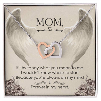 Mom Forever In My Heart - Interlocking Heart Necklace Interlocking Hearts Necklace