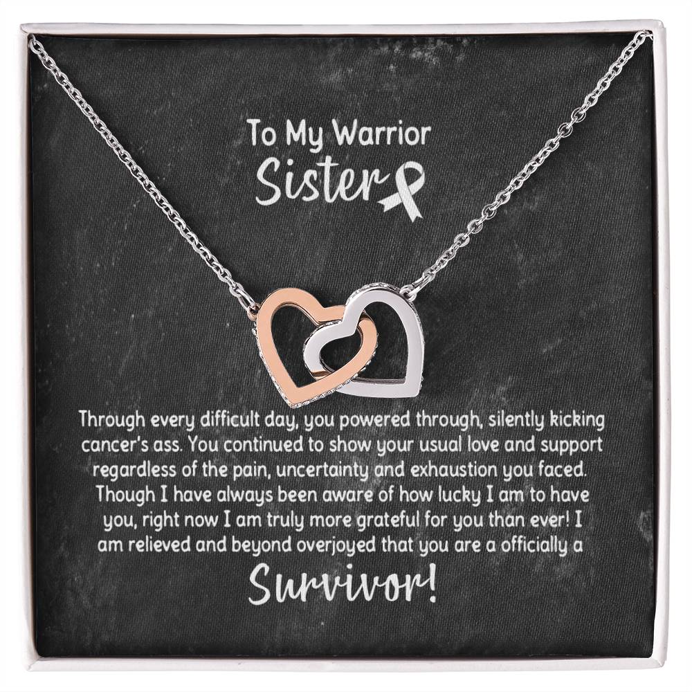 Sister Cancer Survivor Necklace Interlocking Hearts Necklace