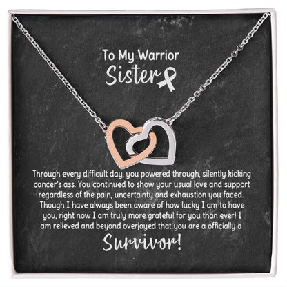 Sister Cancer Survivor Necklace Interlocking Hearts Necklace