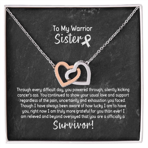 Sister Cancer Survivor Necklace Interlocking Hearts Necklace