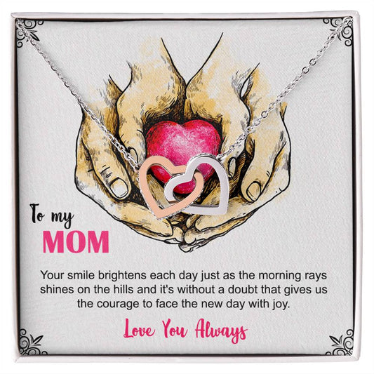 To My Mom Your Smile Love You Always Interlocking Hearts Necklace