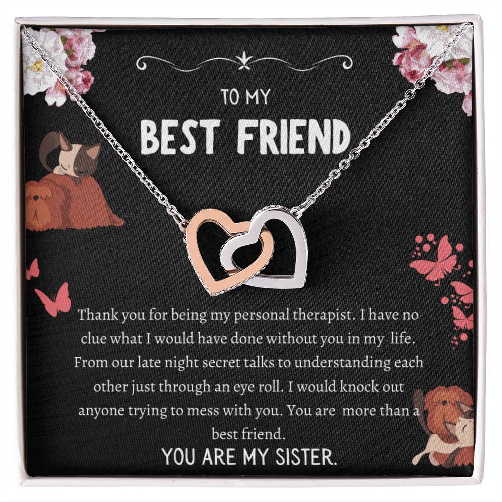 Interlocking Hearts Necklace For Bestfriend Message Card