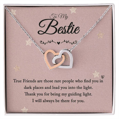 To My Bestie - I Will Always Be There For You - Interlocking Hearts Necklace