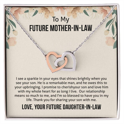 To My Future Mother-In-Law - Blessed To Have You Interlocking Hearts Necklace