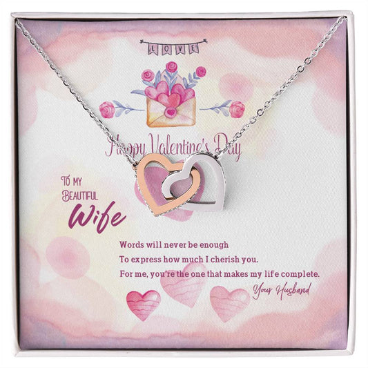 Interlocking Hearts To Beautiful Wife - D2 Interlocking Hearts Necklace